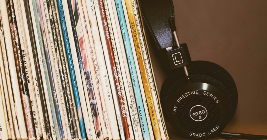 Headphones and vinyl records