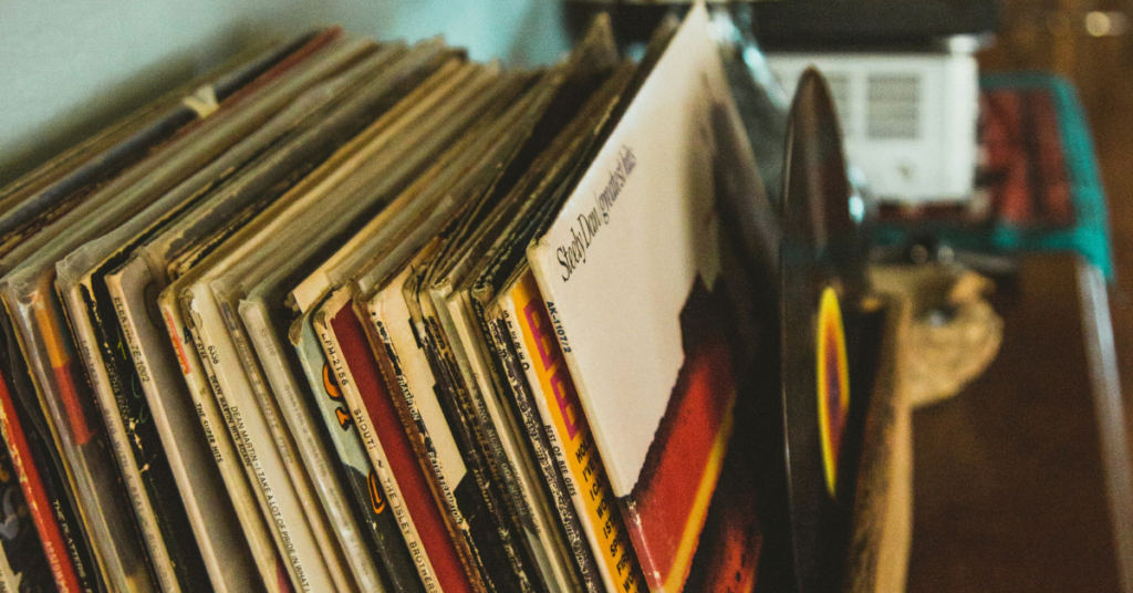 Stack of vinyl records