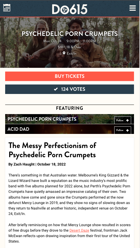 Psychedelic Porn Crumpets interview via Do615