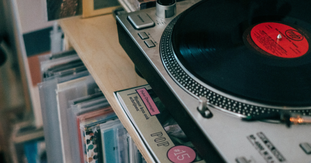 Vinyl record on a turntable