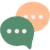 A logo of two speech bubbles responding to each other